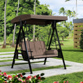 PURPLE LEAF 2-Seat Deluxe Outdoor Patio Porch Swing with Weather Resistant Steel Frame, Adjustable Tilt Canopy, Cushions and Pil