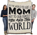Pure Country Weavers Mom - You are The World Blanket - Gift Tapestry Throw Woven from Cotton - Made in The USA (72x54)