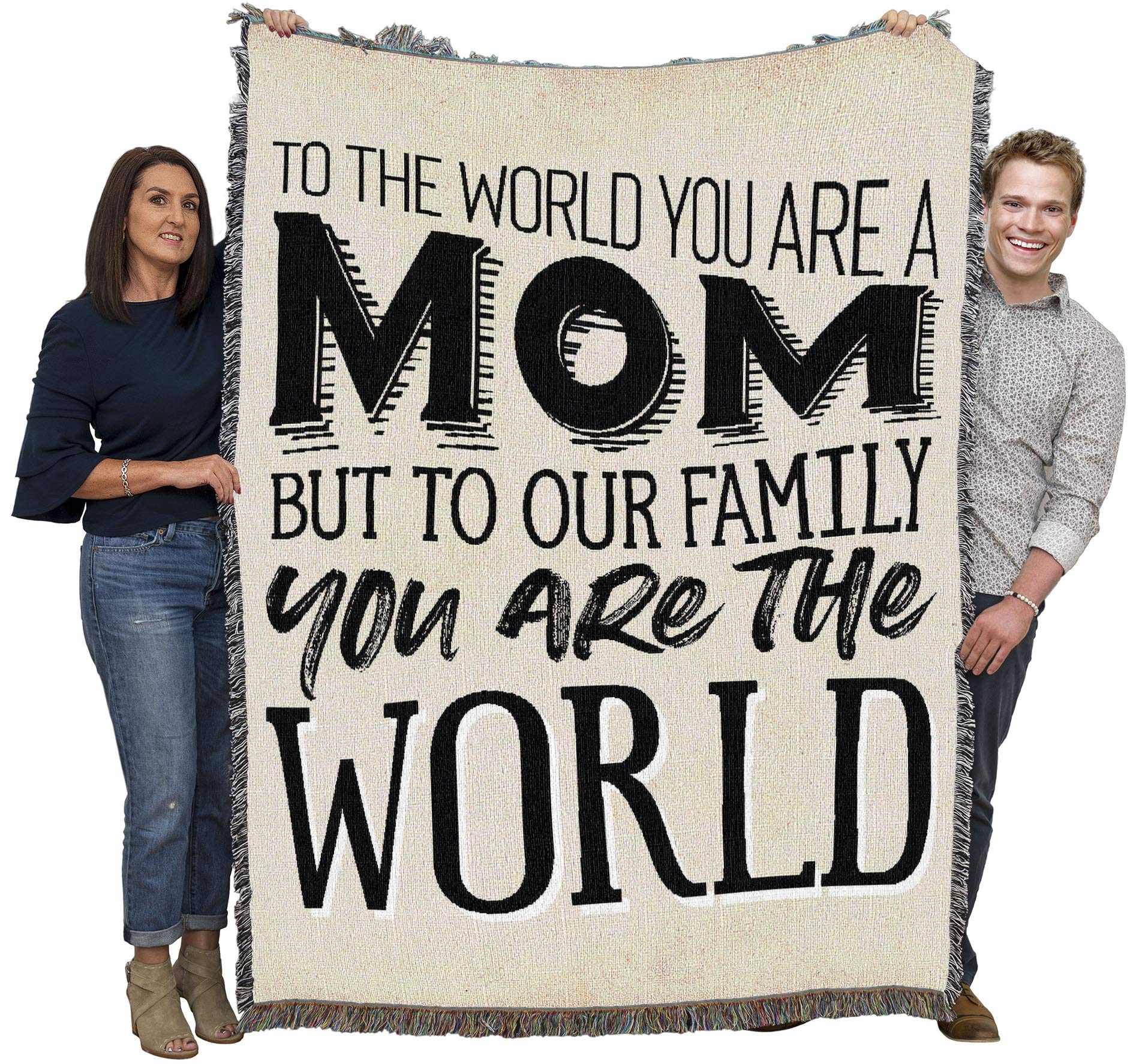 Pure Country Weavers Mom - You are The World Blanket - Gift Tapestry Throw Woven from Cotton - Made in The USA (72x54)