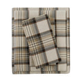 Comfort Spaces Cotton Flannel Breathable Warm, Deep Pocket Sheets with Pillow Case Bedding, King, Scottish Plaid Grey/Taupe 4 Pi