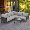 EAST OAK Corner Patio Furniture Set | Life Chatter 5-Seat Outdoor Furniture | Deep Seating Corner Sofa with Round Coffee Table |