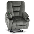 MCombo Small-Wide Power Lift Recliner Chair Sofa with Massage and Heat for Elderly People Petite, USB Ports, Side Pockets, Fabri
