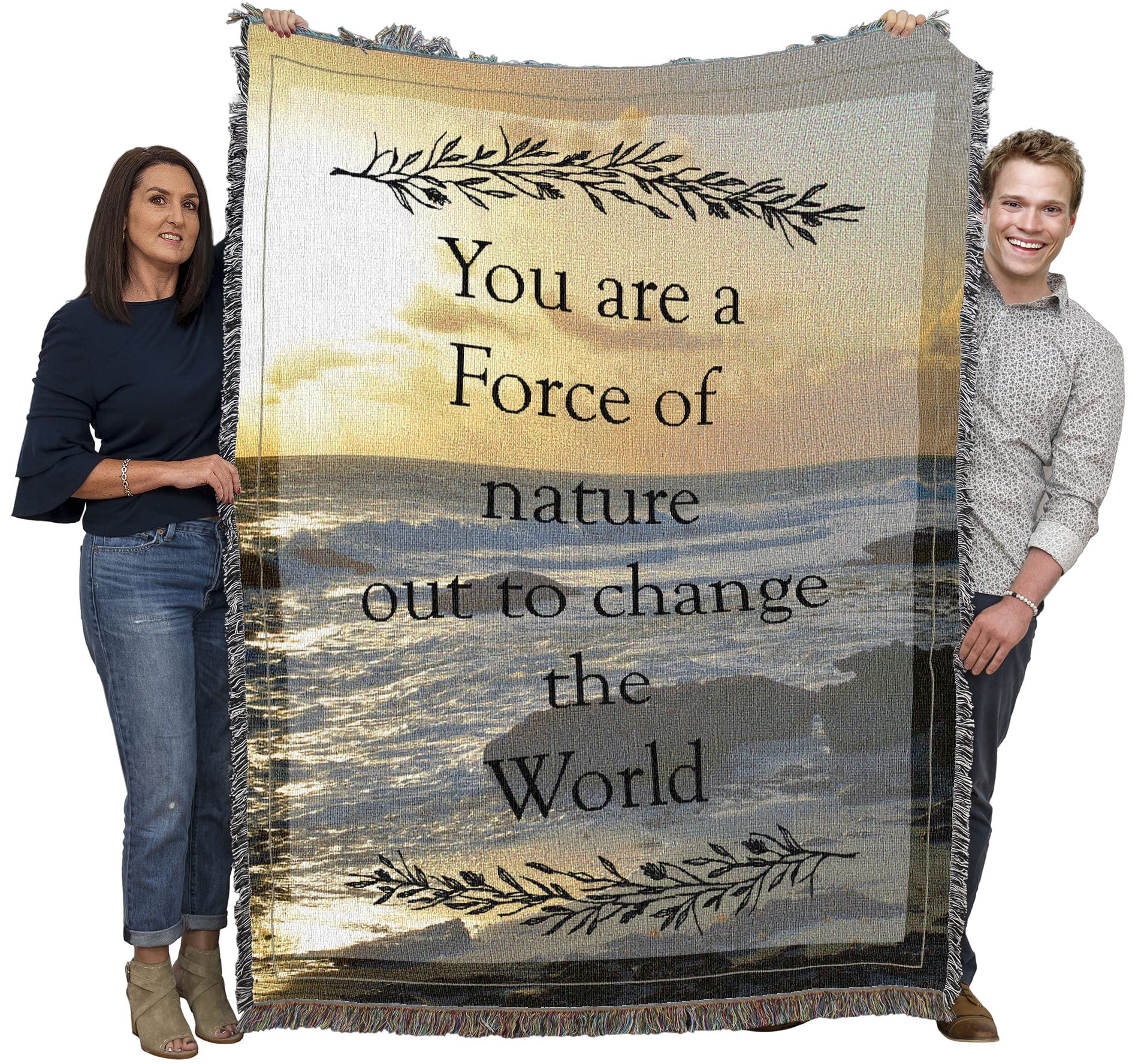 Pure Country Weavers You are A Force of Nature Blanket - Gift Tapestry Throw Woven from Cotton - Made in The USA (72x54)