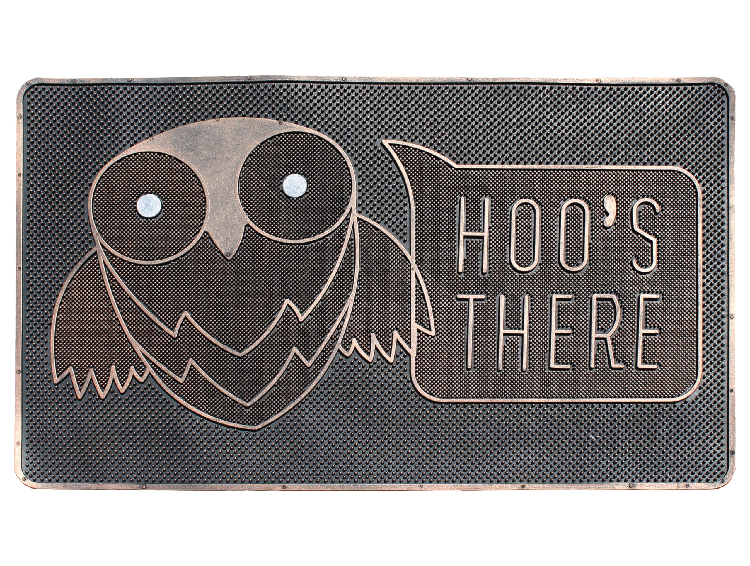 A1 Home Collections Hoos There Owl Rubber Pin Welcome Door Mats for Outdoor Entrance, Welcome Mats for Front Door Indoor Non-Sl
