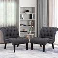 Yongqiang Accent Chairs Set of 2 Upholstered Living Room Bedroom Side Chairs Curved Button Tufted Armless Lounge Chair with Wood