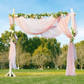 NICETOWN Romantic Wedding Ceremony Arch Decor Scarfs, Pink Ombre Sheer Scarf Curtains Window Valances for Girls Room/Bed Canopy/