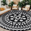 Capslpad 6Ft Round Outdoor Rug for Patio Reversible Mat Boho Circle Indoor Outside Area Rug Waterproof Plastic Straw Rug for RV 