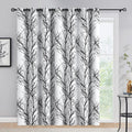FMFUNCTEX 100% Blackout Patio Sliding Glass Door Curtains 96 Inch Long for Bedroom, Black on White Tree Branch Patterned Drapes 