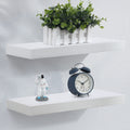 Floating Shelves - Rustic White Wall Shelf Set of 2 - 16W x 6.7D Wall Mounted Shelves for Wall Decor & Storage - Wooden Shelves 