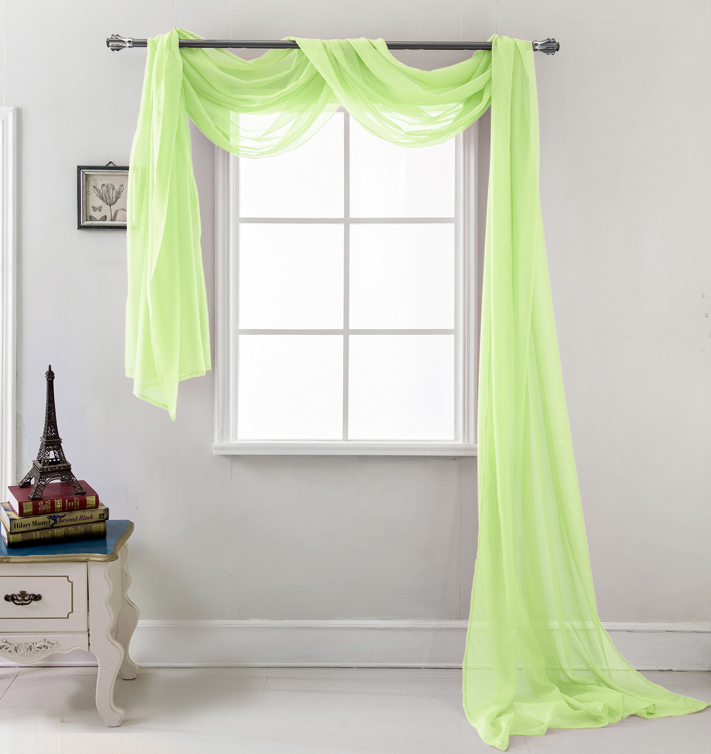 RT Designers Collection Celine Sheer 54 x 216 in. Sheer Curtain Scarf, Neon Green