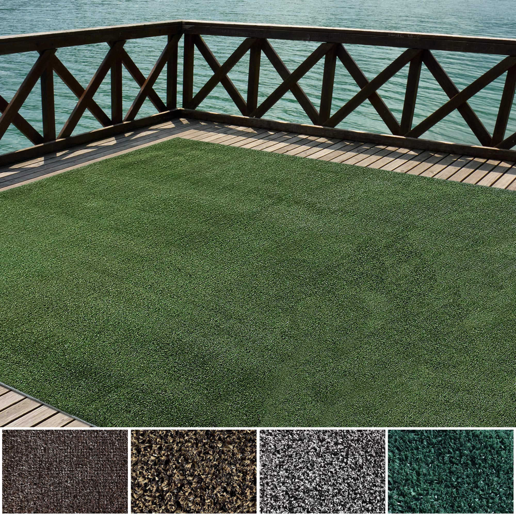iCustomRug Indoor/Outdoor Turf Carpet & Rugs, Sythentic Grass in Lawn Green 12X19 Low Pile Artificial Grass with Bound Pre-Fin