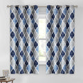Beauoop 100% Blackout Curtains 63 Inches Long 2 Panels for Bedroom Living Room Blue Grey Moroccan Geo Room Darkening Thermal Ins