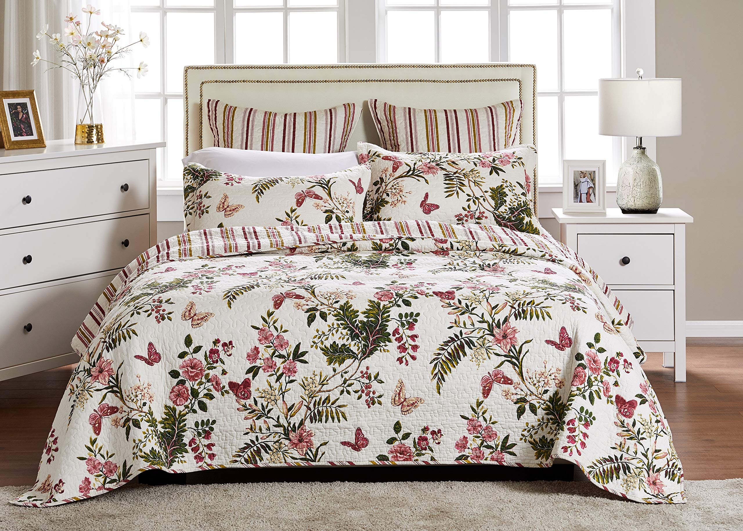 Greenland Home Butterflies Quilt Set, King, Multi