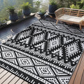 OLANLY Outdoor Rug Waterproof 9x12 ft, Reversible Outdoor Plastic Straw Rug, Boho Patio Rug, Indoor Outdoor Carpet, RV Mat Outsi