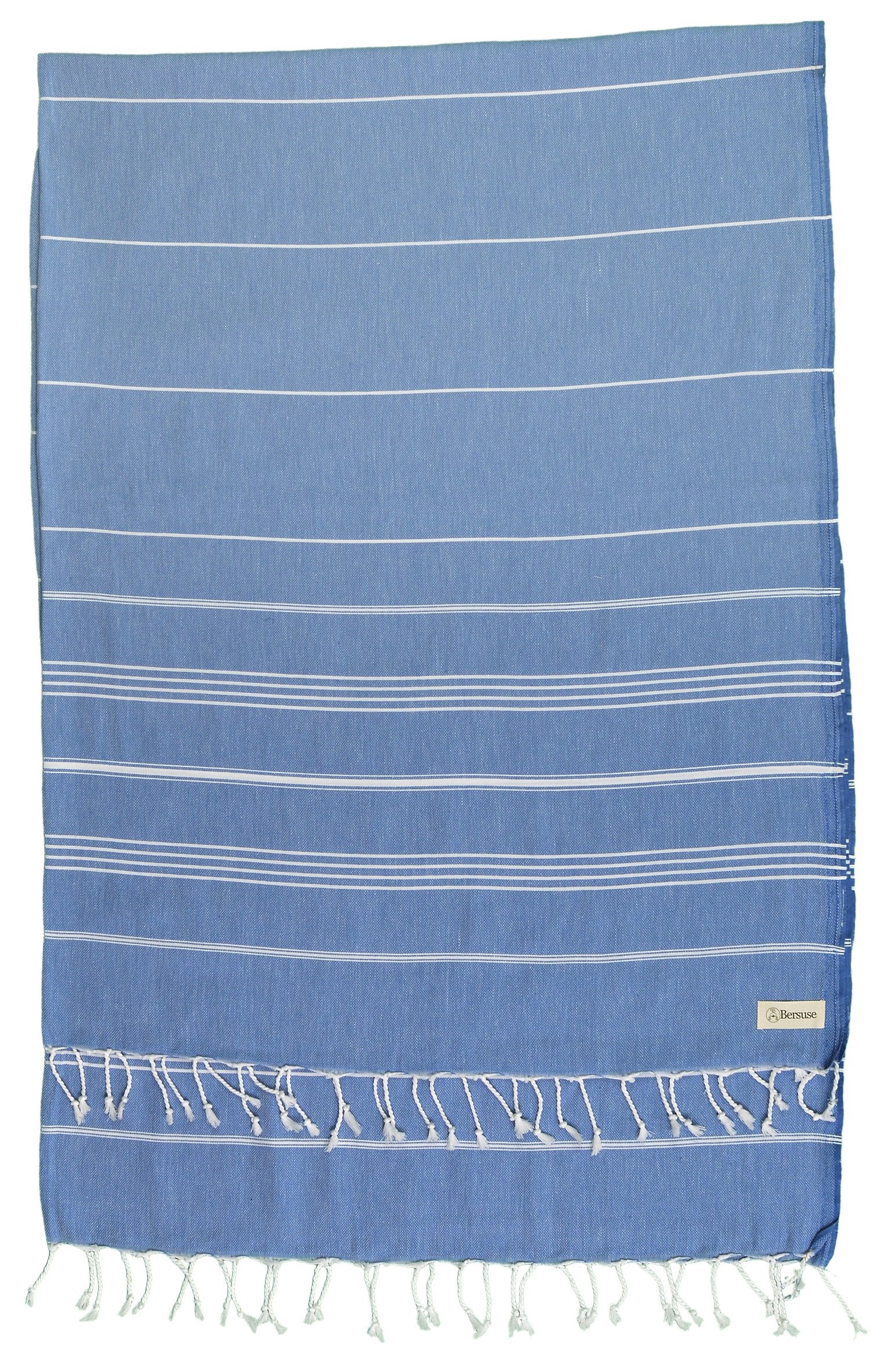 Bersuse 100% Cotton Anatolia XL Throw Blanket Turkish Towel, 61x82 Inches, Grey Blue