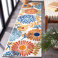 SAFAVIEH Cabana Collection Runner Rug - 2 x 12, Creme & Red, Floral Design, Non-Shedding & Easy Care, Indoor/Outdoor & Washabl