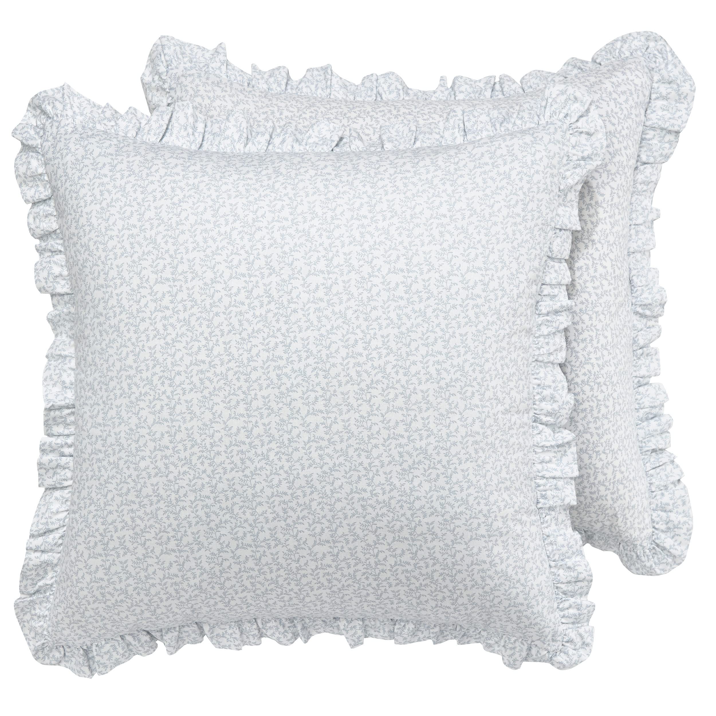 Laura Ashley Home - Euro Sham Set, Smooth Cotton Shams with Envelope Closure, Lightweight & Stylish Home Decor (Chloe Blue, 2 Pi