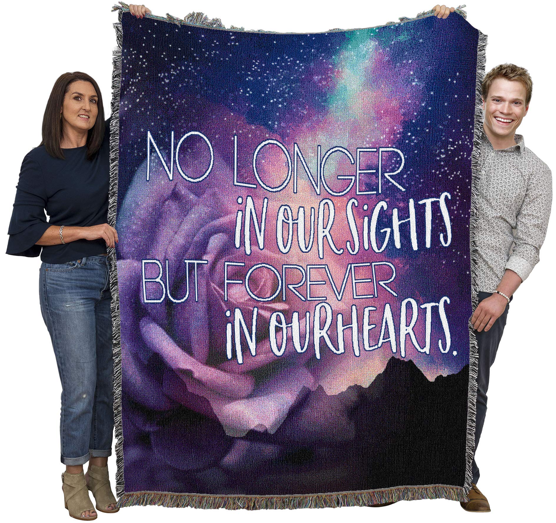 No Longet in Our Sights But Forever in Our Hearts Blanket Rose - Sympathy Bereavement Gift Tapestry Throw Woven from Cotton - Ma