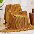inhand Brown Throw Blanket for Couch Bed,Fall Home Decorative Soft Chunky Chenille Woven Blankets with Tassels,Lightweight Cozy 