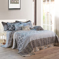 Home Soft Things 9 Piece Printed Striped Bedspread Set, Soft Lightweight Reversible Quilt Coverlet Bedding Set Cover for All Sea