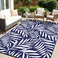 OLANLY Waterproof Outdoor Rug 9x12 ft, Reversible Outdoor Plastic Straw Rug with Leaf Pattern, RV Mat, Indoor Outdoor Carpet for