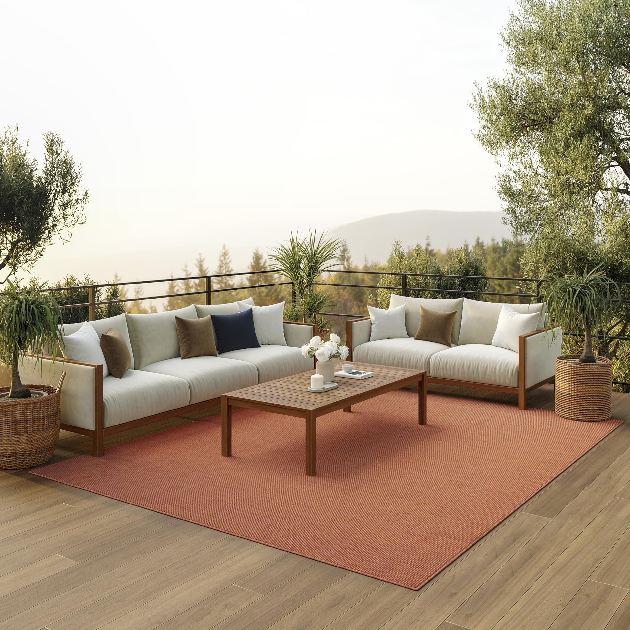 Nourison Home Positano 7 x 10 Terracotta Fabric Modern Area Rug (7 x 10)