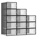 SONGMICS Shoe Boxes, Pack of 12 Shoe Storage Organizers, Stackable Clear Plastic Boxes for Closet, Sneakers, 9.1 x 13.1 x 5.6 In