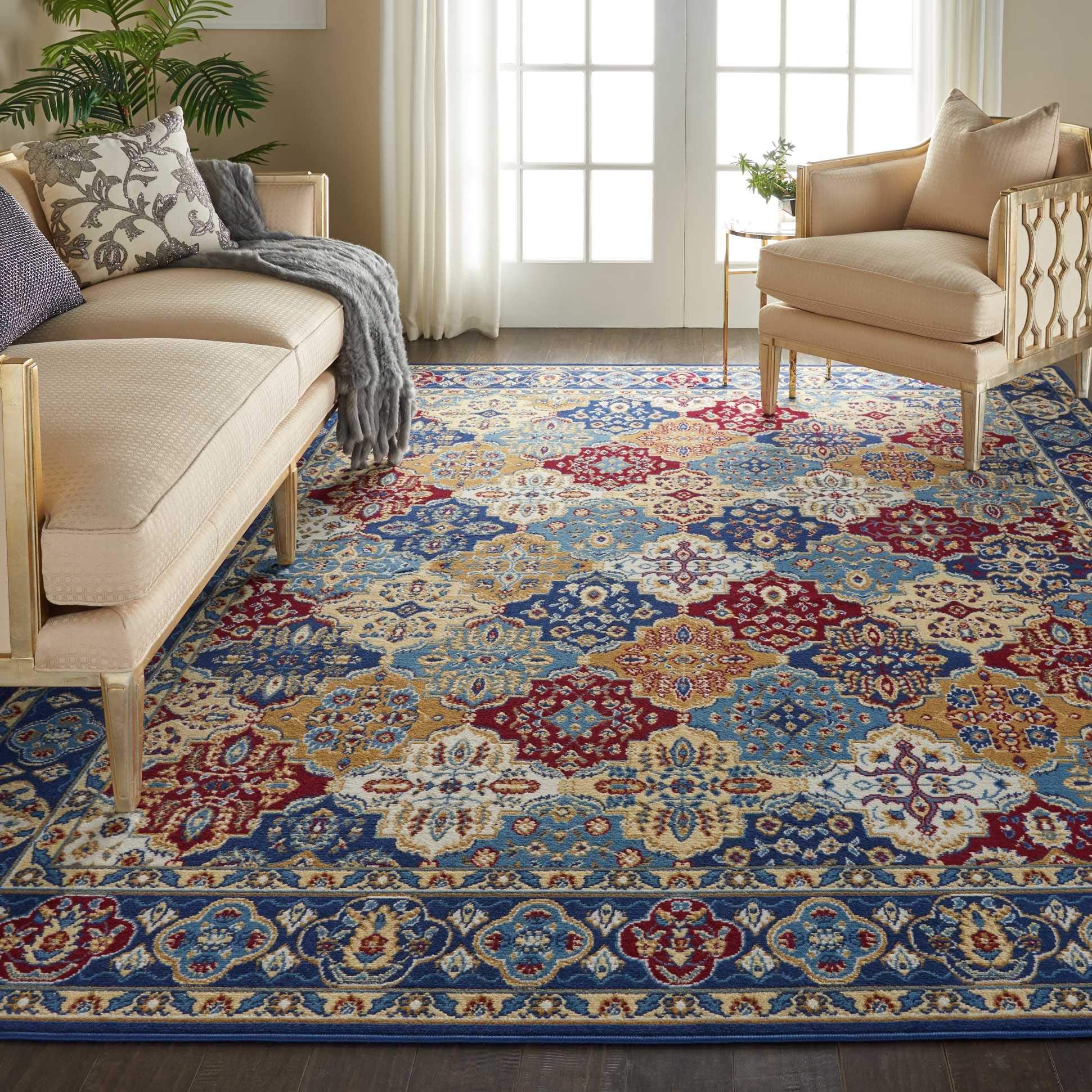 Nourison Grafix Traditional Multicolor 710 x 910 Area Rug, Easy Cleaning, Non Shedding, Bed Room, Living Room, Dining Room, Ki
