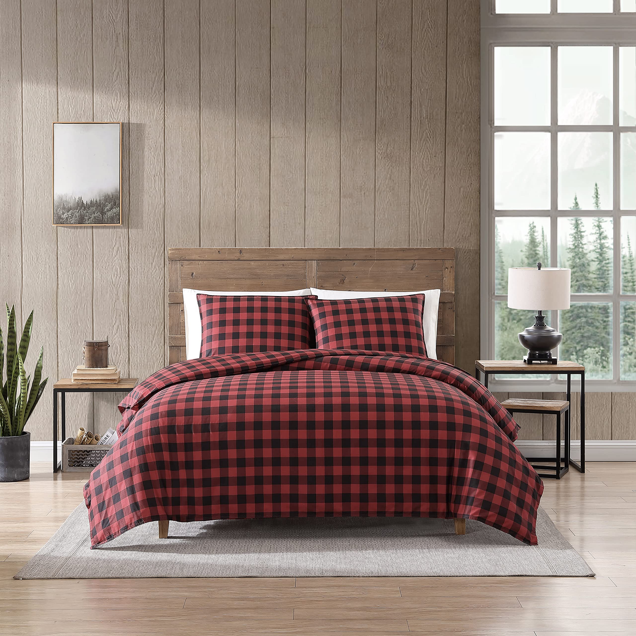 Eddie Bauer Home | Mountain Collection Eddie Bauer Mountian Mountain Plaid Comforter Set, King, Scarlet Red, King, Scarlet Red