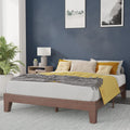 Flash Furniture Evelyn Wooden Platform Bed - Walnut Finish - Queen - Wooden Slat Support - No Box Spring Required - Easy Assembl