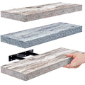 Sorbus Floating Shelves - 3 Pack 16 Inch Rustic & Blue Wall Shelves for Bedroom, Kitchen, Living Room, Bathroom Shelves, Home De