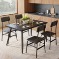 Gizoon 5 Piece Dining Table Set for 4, Modern Metal & Wood Kitchen Dinner Table with 4 Chairs, Space-Saving Dining Room Furnitur