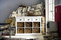 NovaSolo Halifax Pure White Mahogany Wood Sideboard Dining Buffet With Storage, 3 Drawers And 6 Rattan Baskets