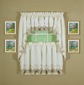 Todays Curtain Verona Reverse Embroidery Tier, 36, Ecru/Rose