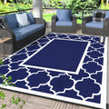 GENIMO 5x8 Outdoor Rug for Patio,Reversible Plastic Waterproof Rugs,Clearance Mat,Rv,Camping,Deck,Porch,Camper,Balcony,Blue & 