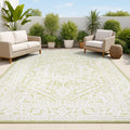 JONATHAN Y Medallion Weave Indoor Outdoor Area Rug 9X12 Green/Cream, Sinjuri Textured for Backyard, Patio, Porch, Easy-Cleaning,