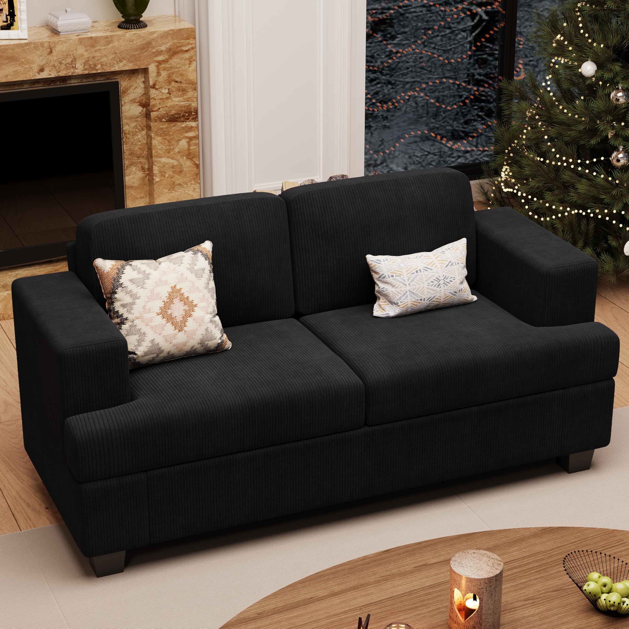 YOUDENOVA 63    Corduroy Loveseat Sofa Couch for Living Room, Small Couch with Deep Seat for Bedroom, Comfy Could Loveseat for S