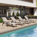 Crestlive Products Outdoor Chaise Lounge Chair, Adjustable Five-Position and Full Flat Pool Recliner for Patio, Deck, Beach, Yar
