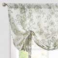 jinchan Tie Up Valance Floral Linen Valance for Window Farmhouse 45 Inch Peonies Botanical Short Window Treatment Adjustable for