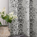 Mrs.Naturall Black and Grey Cream Living Room Curtains 84 Inches Long Damask Patterned Dark Light Blocking Window Treatments Roo