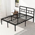 DiaOutro 18 Inch Queen Bed Frame with Headboard No Box Spring Needed, Heavy Duty Metal Queen Size Platform with Steel Slat, Matt