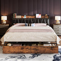 LIKIMIO Full Size Bed Frame, Storage Headboard with Charging Station, Platform Bed with Drawers, No Box Spring Needed, Easy Asse