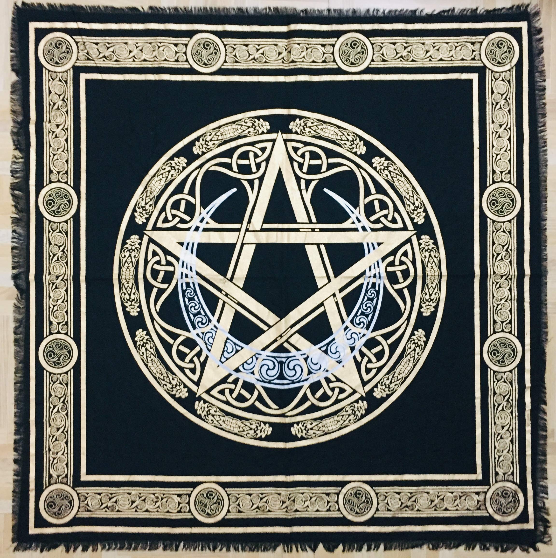 Indian Consigners Altar Cloth Crescent Pentagram Witchcraft Alter Tarot Spread Top Cloth Wiccan Square Spiritual 18 by 18 sacred