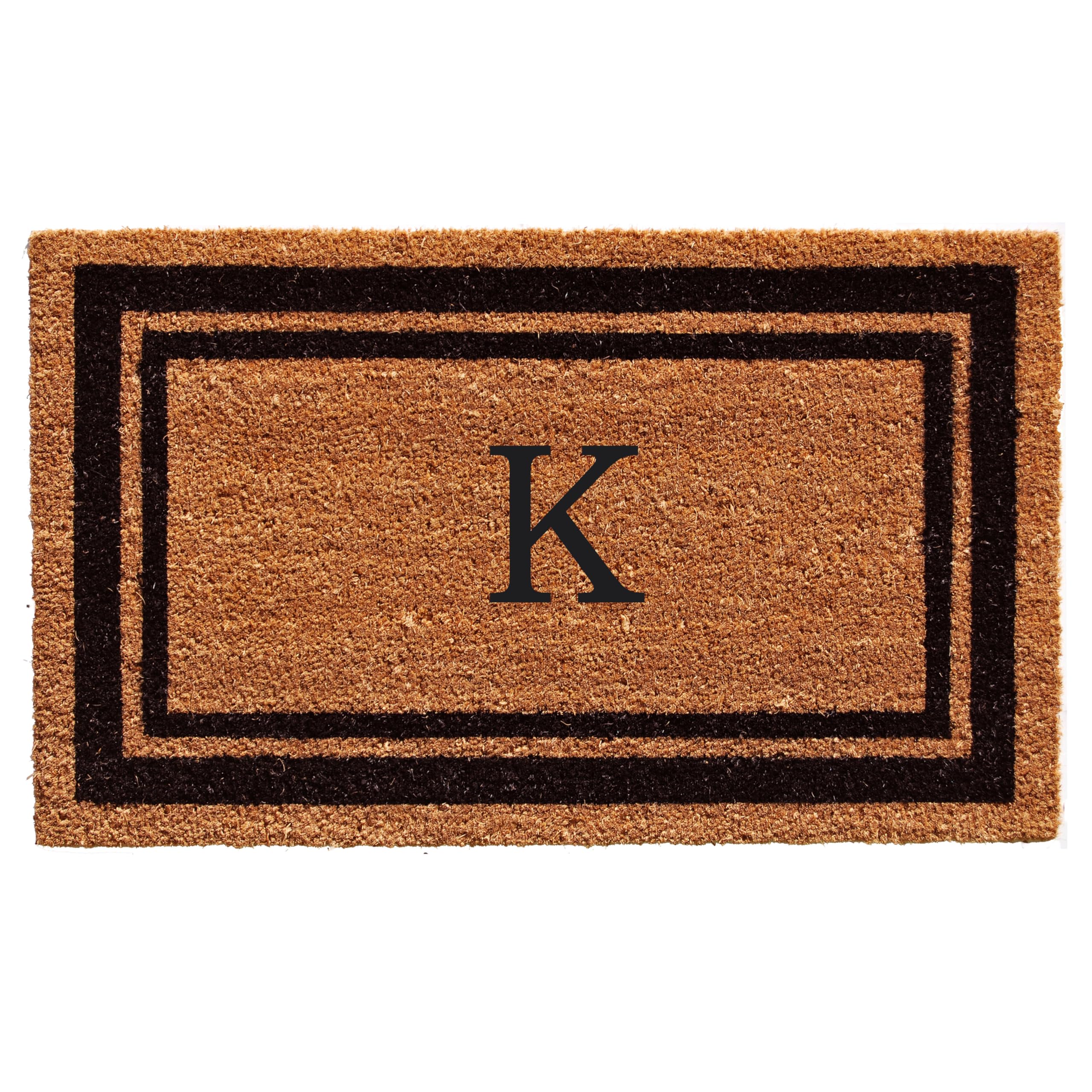 Calloway Mills 152961830K Black Border 18 x 30 Monogram Doormat, (Letter K)