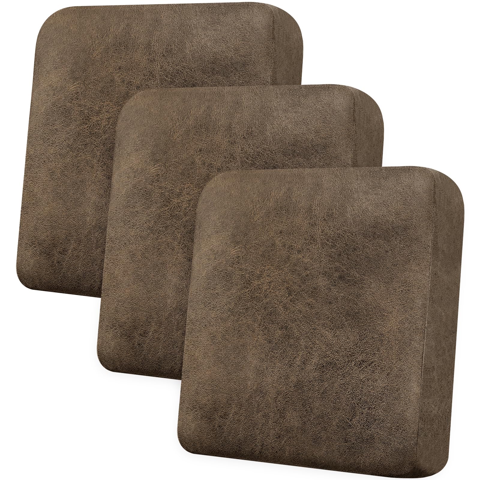 Imnopqr Couch Cushion Covers Leather Look Sofa Covers for 3 Cushion Couch Individual Seat Cushion Covers Stretch Slipcover Sets 