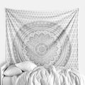 raajsee Silver Grey Mandala Wall Hanging - Aesthetic Indie Decor for Bedroom - Boho Trippy Small 30x40 Inches