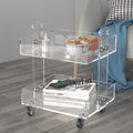ONELUX (Flat Packed) Original Acrylic Side Table,Clear Table with Wheels,Acrylic Bedside Tables/Night Stand - 41  34  48H CM