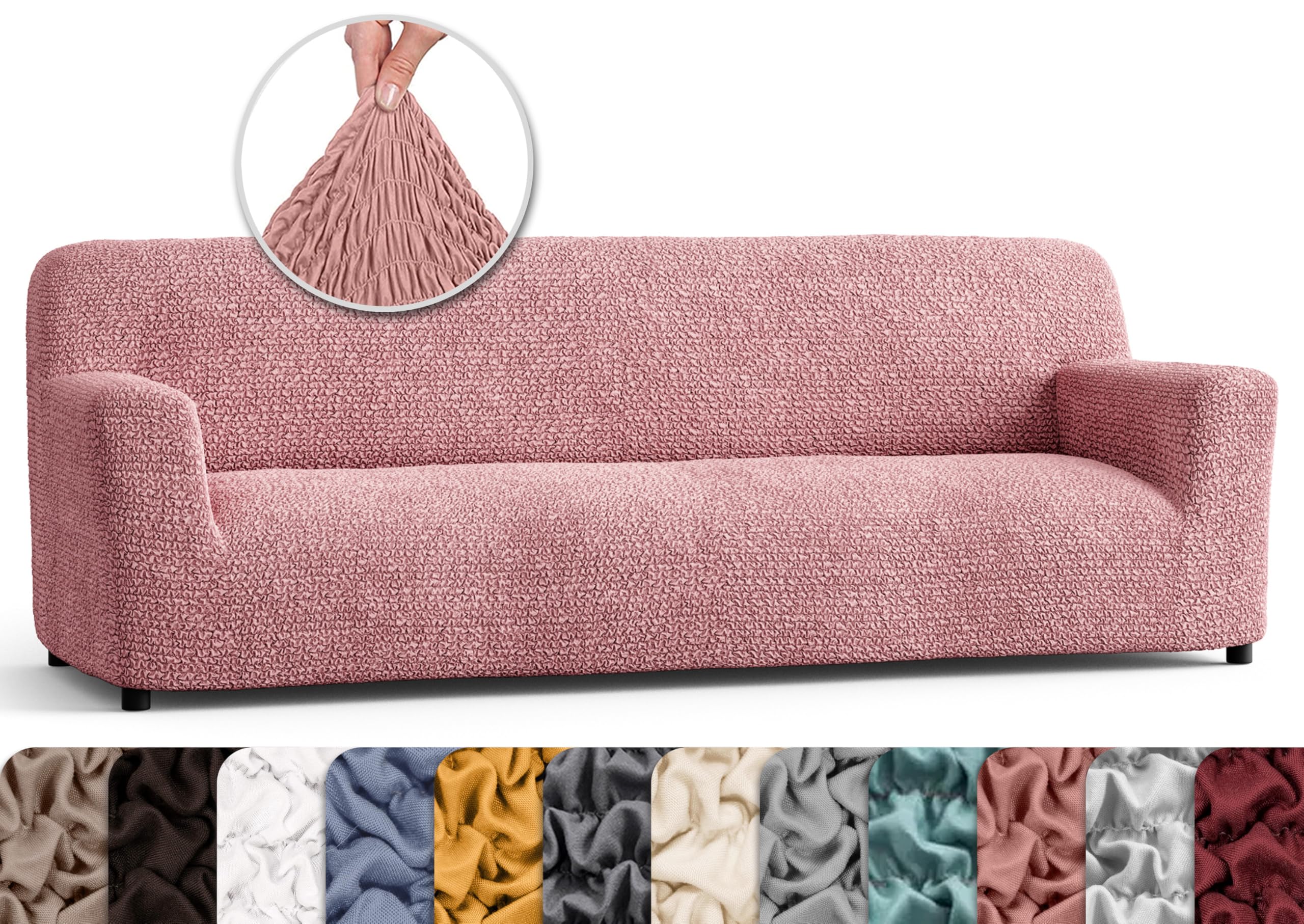 PAULATO BY GA.I.CO. Sofa Slipcover - Stretch Couch Cover - Stylish Cushion Sofa Cover - Soft Fabric Slip Cover - 1-Piece Form Fi