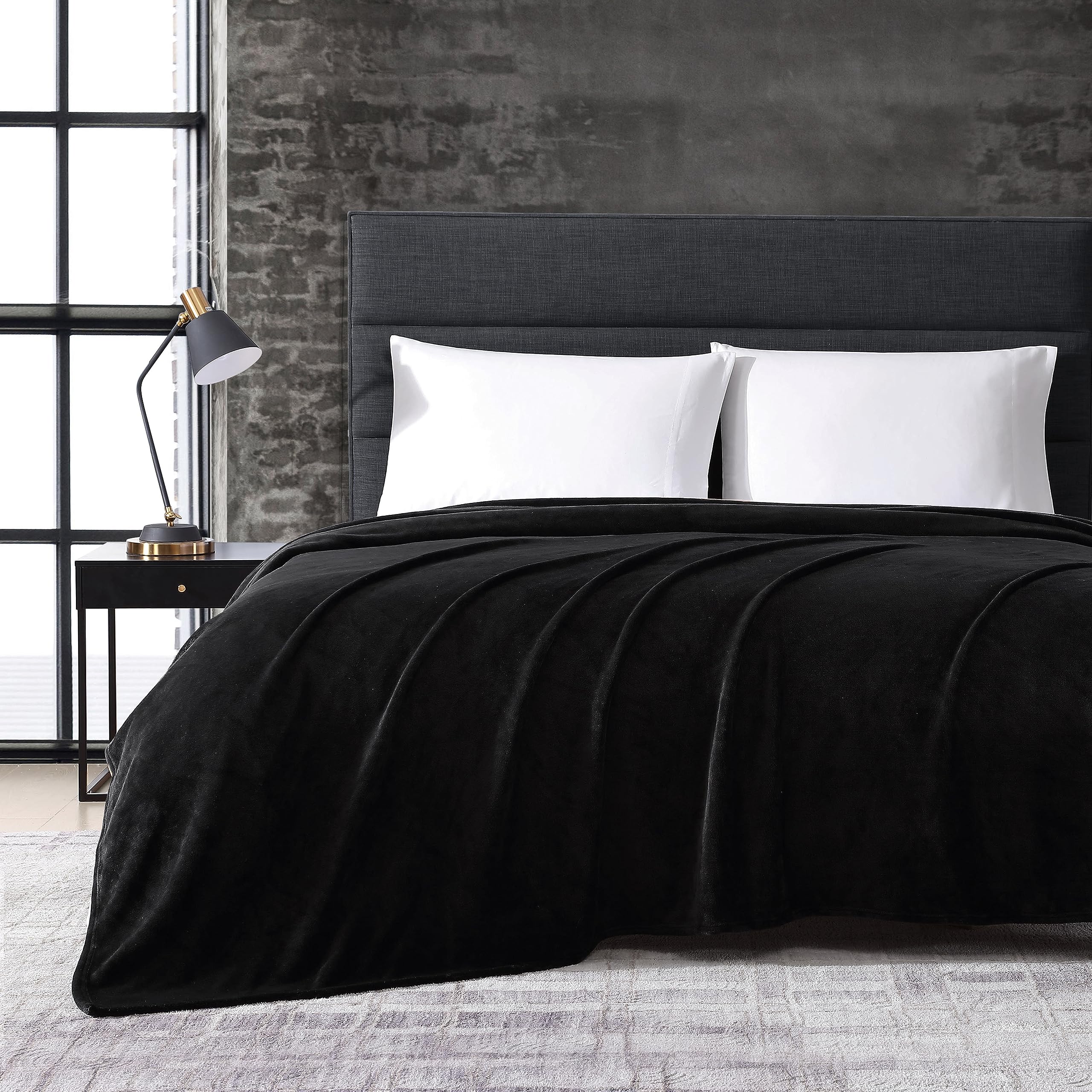 Kenneth Cole - Queen Blanket, Plush Fleece Bedding, Cozy Home Decor for All Seasons (Solid Black, Queen)