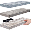 Sorbus Floating Shelves - 3 Pack 16 Inch Rustic Grey Blue Rustic Wall Shelves for Bedroom, Kitchen, Living Room, Bathroom Shelve